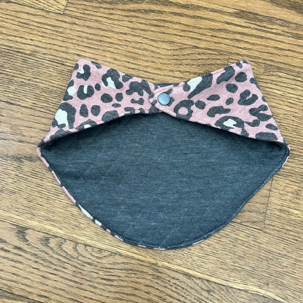 Soft pink leopard French terry and quilted bandana bib